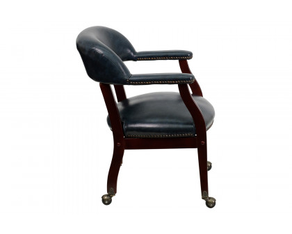 BLNK™ Sarah Vinyl Luxurious Conference Chair with Accent Nail Trim and Casters - Navy