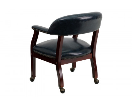 BLNK™ Sarah Vinyl Luxurious Conference Chair with Accent Nail Trim and Casters - Navy