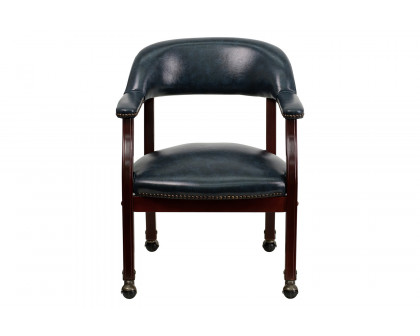 BLNK™ Sarah Vinyl Luxurious Conference Chair with Accent Nail Trim and Casters - Navy