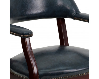 BLNK™ Sarah Vinyl Luxurious Conference Chair with Accent Nail Trim and Casters - Navy