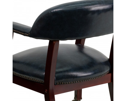 BLNK™ Sarah Vinyl Luxurious Conference Chair with Accent Nail Trim and Casters - Navy