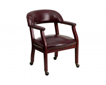 BLNK™ Sarah Vinyl Luxurious Conference Chair with Accent Nail Trim and Casters - Oxblood