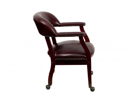 BLNK™ Sarah Vinyl Luxurious Conference Chair with Accent Nail Trim and Casters - Oxblood