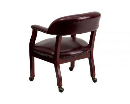 BLNK™ Sarah Vinyl Luxurious Conference Chair with Accent Nail Trim and Casters - Oxblood