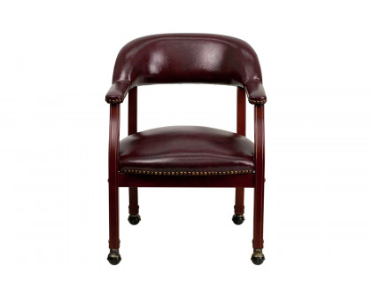 BLNK™ Sarah Vinyl Luxurious Conference Chair with Accent Nail Trim and Casters - Oxblood