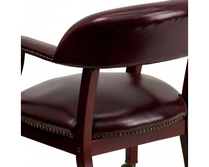 BLNK™ Sarah Vinyl Luxurious Conference Chair with Accent Nail Trim and Casters - Oxblood