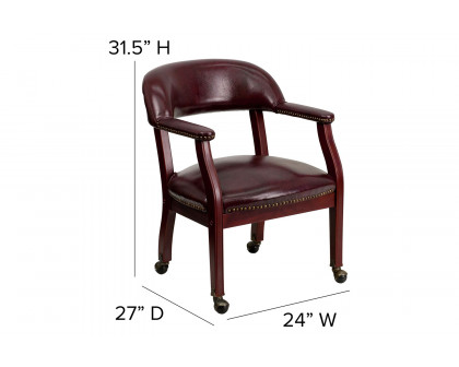 BLNK™ Sarah Vinyl Luxurious Conference Chair with Accent Nail Trim and Casters - Oxblood