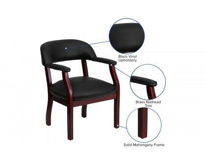 BLNK Diamond Vinyl Luxurious Conference Chair with Accent Nail Trim - Black