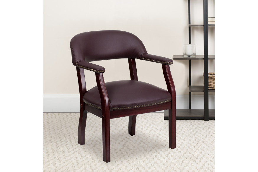 BLNK™ Diamond LeatherSoft Conference Chair with Accent Nail Trim - Burgundy