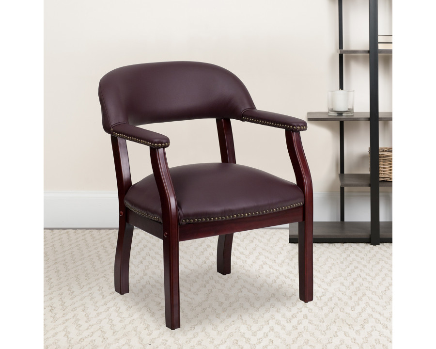 BLNK Diamond LeatherSoft Conference Chair with Accent Nail Trim - Burgundy