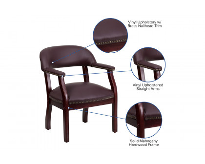 BLNK™ Diamond LeatherSoft Conference Chair with Accent Nail Trim - Burgundy