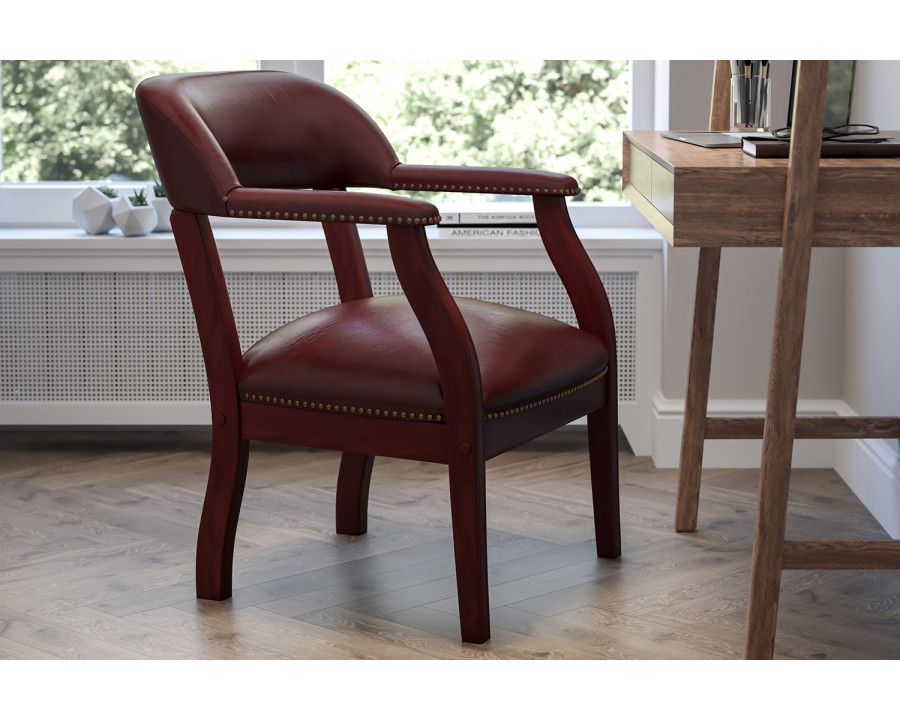 BLNK Diamond Vinyl Luxurious Conference Chair with Accent Nail Trim - Oxblood