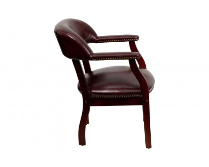 BLNK Diamond Vinyl Luxurious Conference Chair with Accent Nail Trim - Oxblood