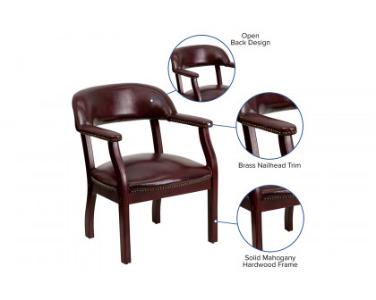 BLNK Diamond Vinyl Luxurious Conference Chair with Accent Nail Trim - Oxblood