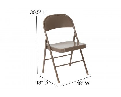 BLNK HERCULES Series Double Braced Metal Folding Chair - Beige