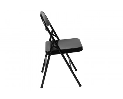 BLNK HERCULES Series Double Braced Metal Folding Chair - Black