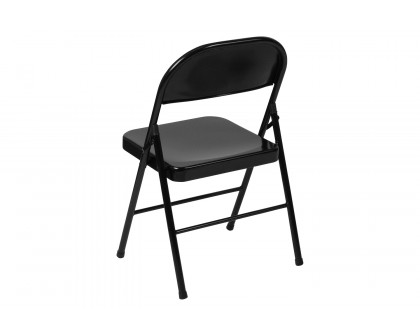 BLNK HERCULES Series Double Braced Metal Folding Chair - Black