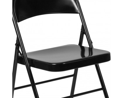 BLNK HERCULES Series Double Braced Metal Folding Chair - Black