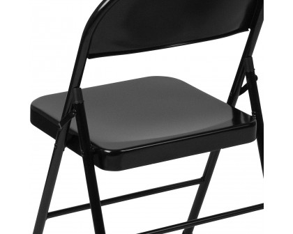 BLNK HERCULES Series Double Braced Metal Folding Chair - Black