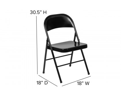 BLNK HERCULES Series Double Braced Metal Folding Chair - Black