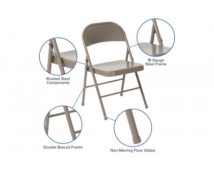 BLNK HERCULES Series Double Braced Metal Folding Chair - Gray