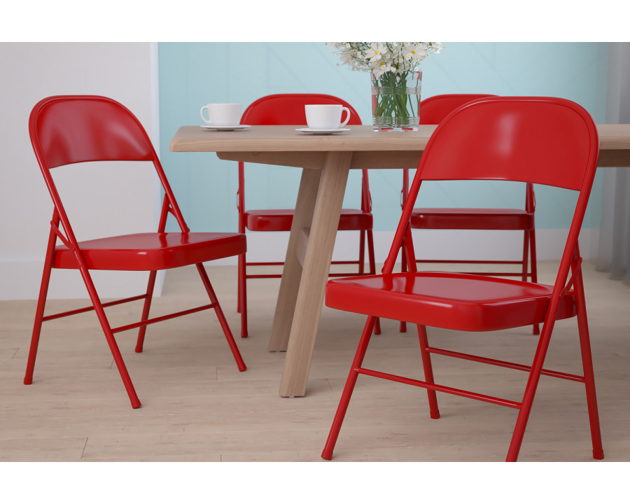 BLNK HERCULES Series Double Braced Metal Folding Chair - Red