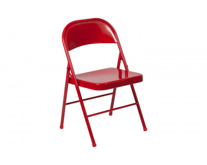 BLNK HERCULES Series Double Braced Metal Folding Chair - Red