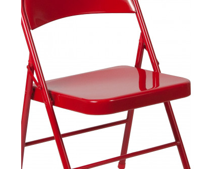 BLNK HERCULES Series Double Braced Metal Folding Chair - Red