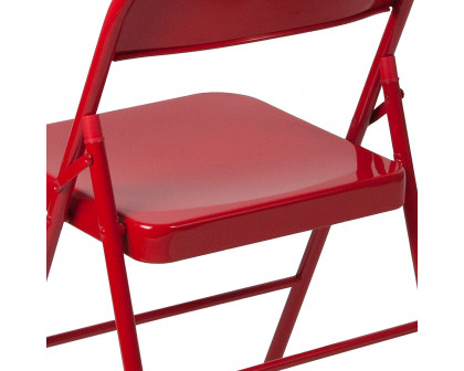 BLNK HERCULES Series Double Braced Metal Folding Chair - Red