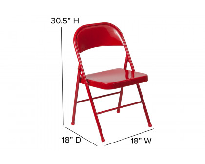 BLNK HERCULES Series Double Braced Metal Folding Chair - Red