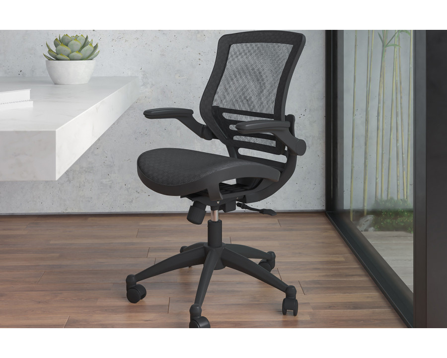 BLNK Warfield Mid-Back Mesh Executive Swivel Office Chair with Flip-Up Arms