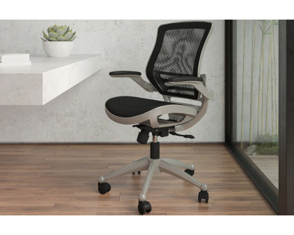 BLNK Warfield Mid-Back Mesh Executive Swivel Office Chair with Flip-Up Arms