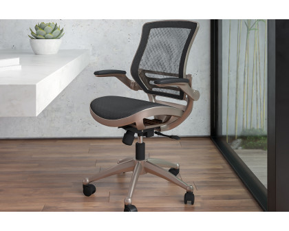 BLNK Warfield Mid-Back Mesh Executive Swivel Office Chair with Flip-Up Arms