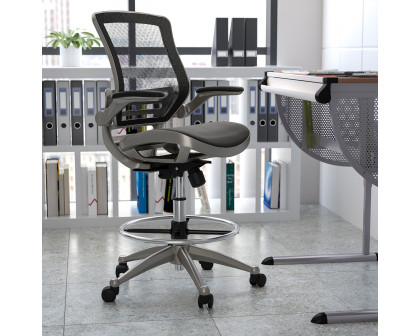 BLNK Waylon Mid-Back Mesh Drafting Chair with Flip-Up Arms