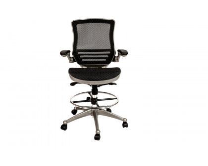 BLNK Waylon Mid-Back Mesh Drafting Chair with Flip-Up Arms - Graphite Silver Frame