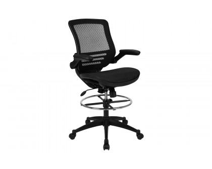 BLNK Waylon Mid-Back Mesh Drafting Chair with Flip-Up Arms