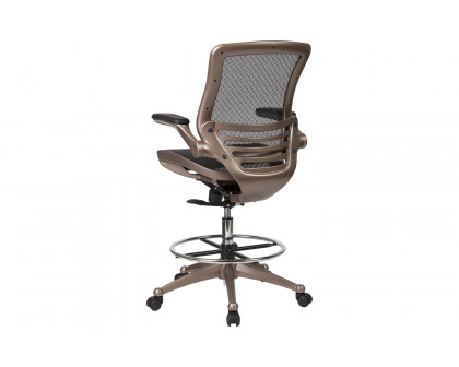 BLNK Waylon Mid-Back Mesh Drafting Chair with Flip-Up Arms - Melrose Gold Frame