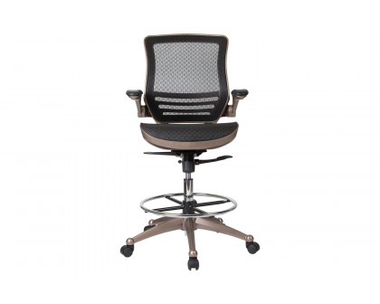 BLNK Waylon Mid-Back Mesh Drafting Chair with Flip-Up Arms - Melrose Gold Frame