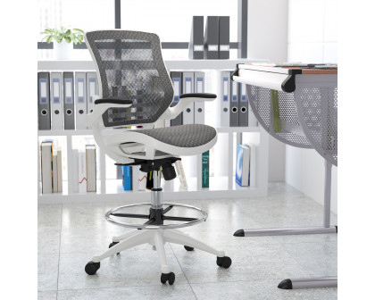 BLNK Waylon Mid-Back Mesh Drafting Chair with Flip-Up Arms