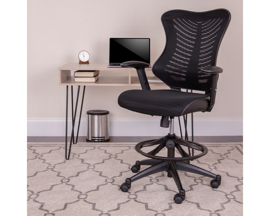 BLNK - Waylon Waylon High-Back Designer Mesh Drafting Chair with Sides and Adjustable Arms