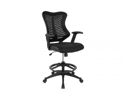 BLNK - Waylon Waylon High-Back Designer Mesh Drafting Chair with Sides and Adjustable Arms