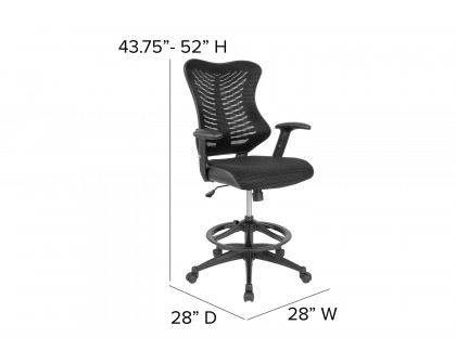 BLNK - Waylon Waylon High-Back Designer Mesh Drafting Chair with Sides and Adjustable Arms