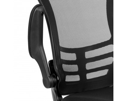 BLNK Kelista Black Mesh Sled Base Side Reception Chair with Flip-Up Arms - Mesh