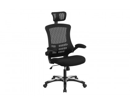 BLNK - Kelista High-Back Mesh Swivel Ergonomic Executive Office Chair with Flip-Up Arms and Adjustable Headrest