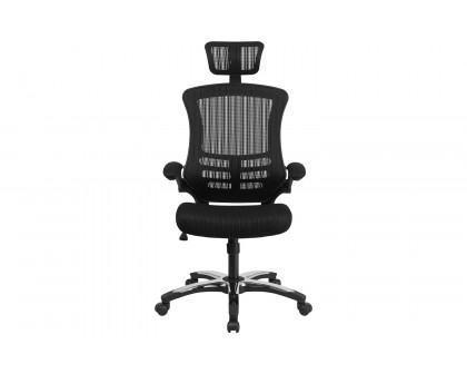 BLNK - Kelista High-Back Mesh Swivel Ergonomic Executive Office Chair with Flip-Up Arms and Adjustable Headrest