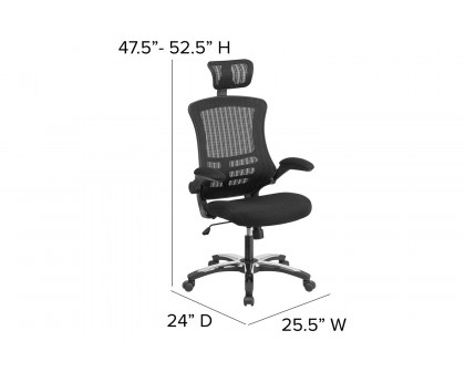 BLNK - Kelista High-Back Mesh Swivel Ergonomic Executive Office Chair with Flip-Up Arms and Adjustable Headrest