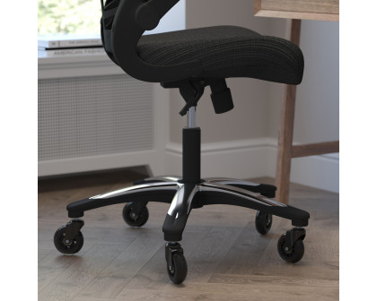 BLNK - Kelista High-Back Mesh Swivel Ergonomic Executive Office Chair with Flip-Up Arms and Transparent Roller Wheels