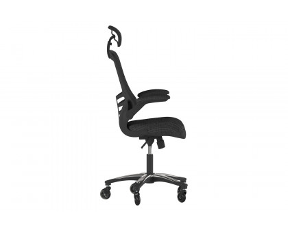 BLNK - Kelista High-Back Mesh Swivel Ergonomic Executive Office Chair with Flip-Up Arms and Transparent Roller Wheels