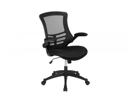 BLNK Kelista Mid-Back Mesh Swivel Ergonomic Task Office Chair with Flip-Up Arms - Black