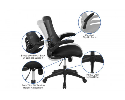 BLNK Kelista Mid-Back Mesh Swivel Ergonomic Task Office Chair with Flip-Up Arms - Black